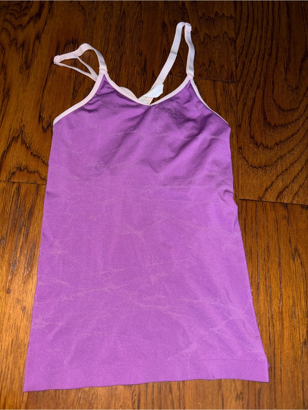 Lululemon Purple Camisole Tank with Contrast Trim and light dye pattern